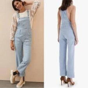 MOTHER Patch Rambler Stone Blue Corduroy Overalls